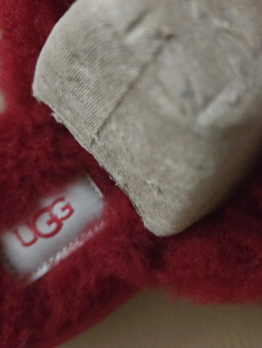 UGG Red Knit Faux-Fur Slip-On Clogs - Picture 7 of 8
